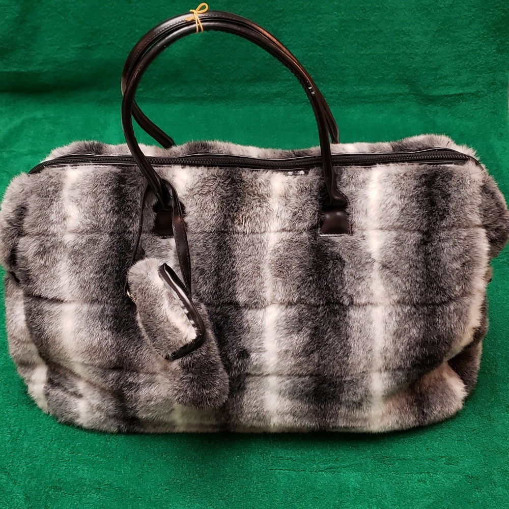 Suzanne Somers Faux Fur Overnight Bag